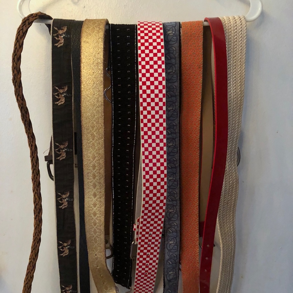 Belts - 10 belts, assorted materials and colors